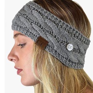 C.C. Button Headband Headwrap in Grey NWT